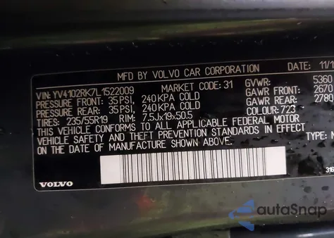 2020 Volvo Xc60 T5 Momentum from USA, damaged, VIN YV4102RK7L1522009